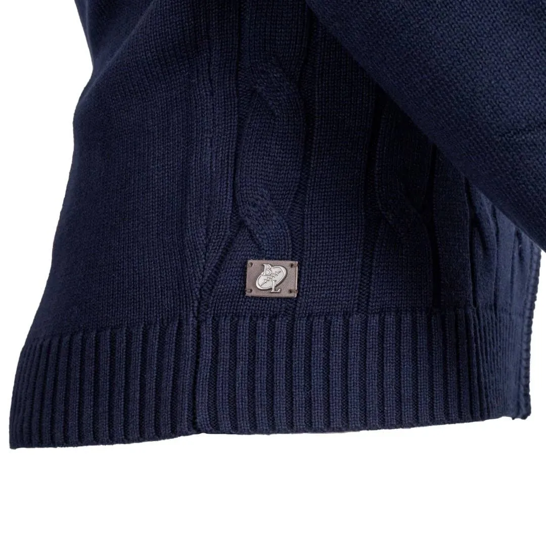 Pull full zip torsadé bleu marine