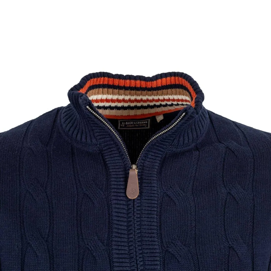 Pull full zip torsadé bleu marine