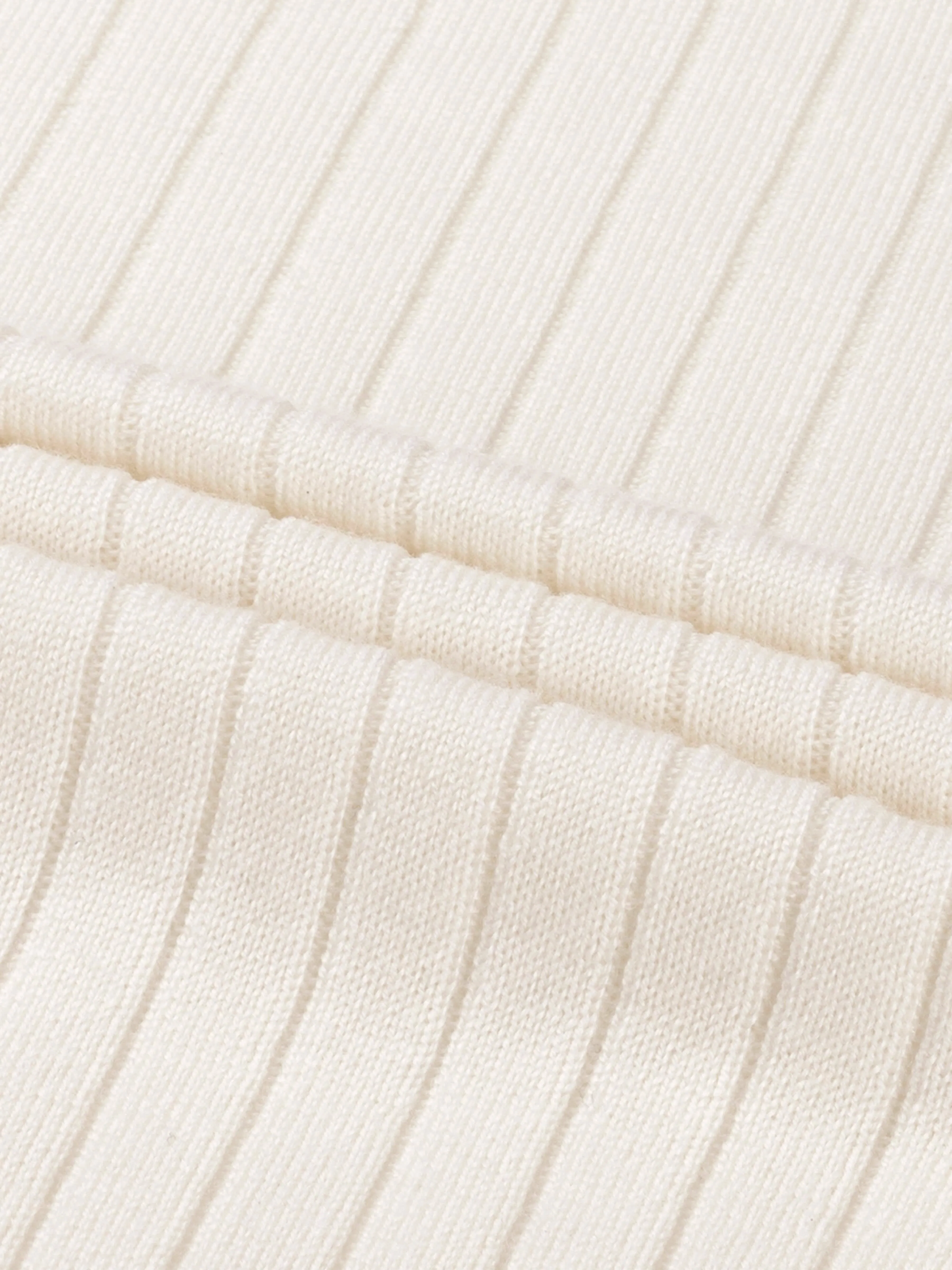 Ribbed Zipper Polo Ivory