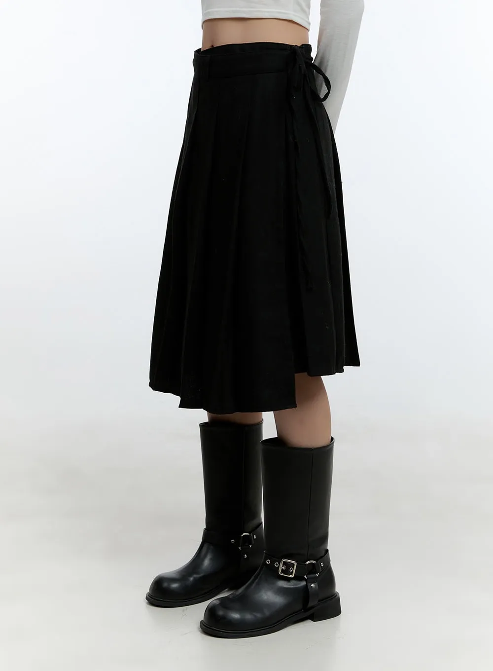 Ribbon Tied-Up Midi Skirt CD424