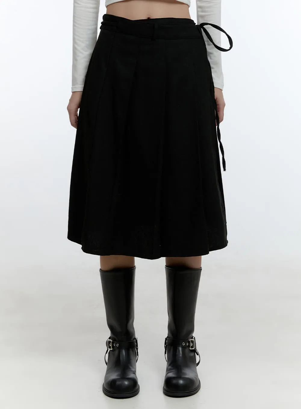 Ribbon Tied-Up Midi Skirt CD424