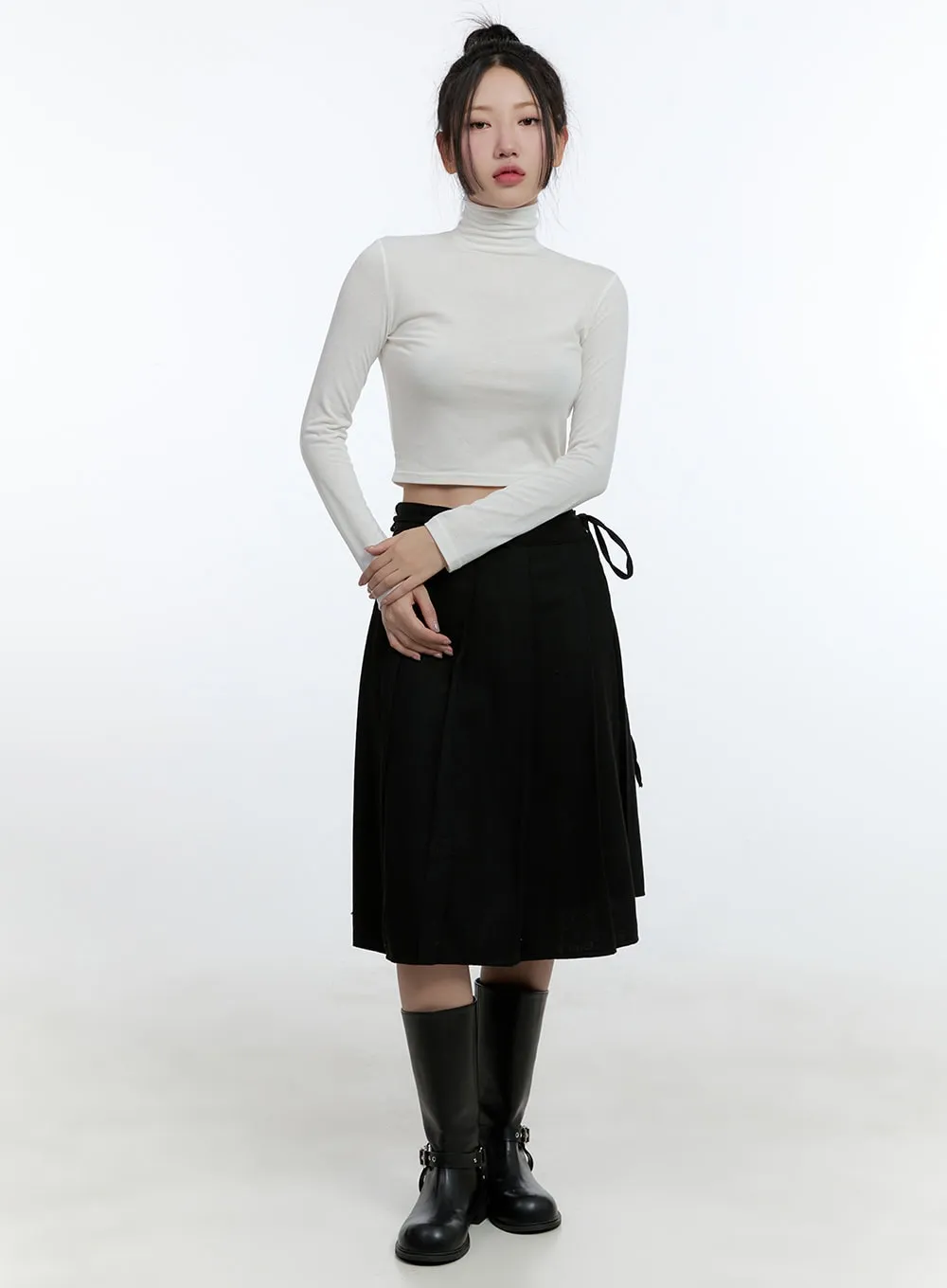 Ribbon Tied-Up Midi Skirt CD424
