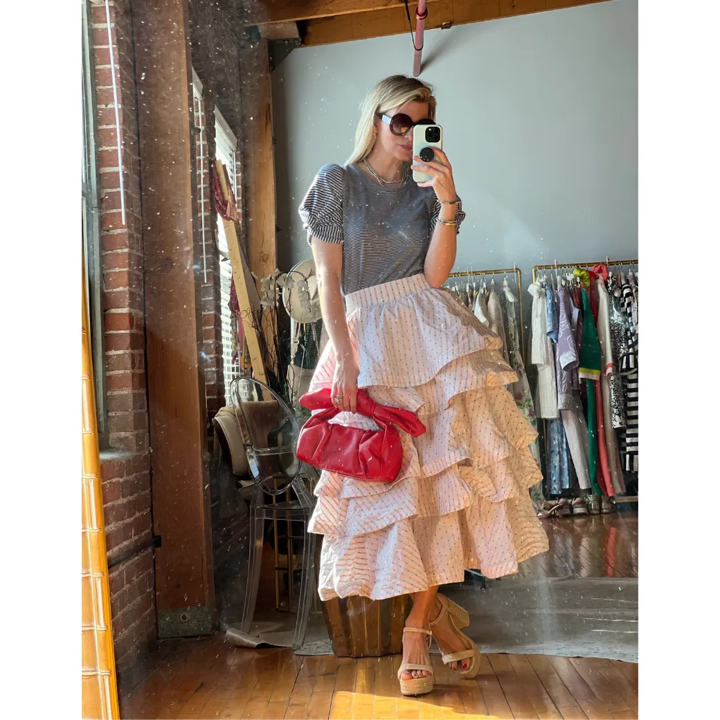 SAMPLE - MIDI Teagan Skirt - Embroidered Hearts - Final Sale