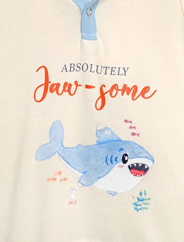 Sealife Baby Shark Sleeveless Hoodie Romper