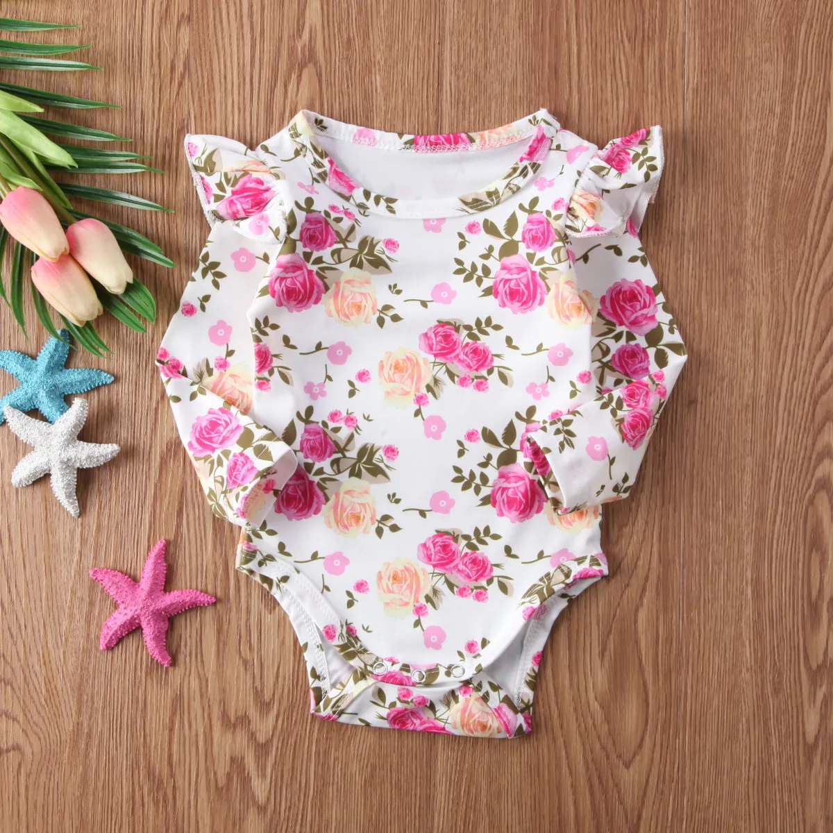 Shabby Chic Long-sleeve Floral Onesie