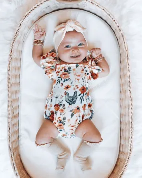 Shiloh Ruffle Back Romper - Chickens