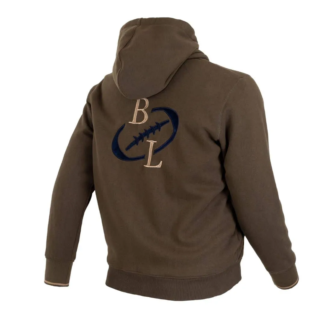 Sweat à capuche zippé kaki doublé sherpa