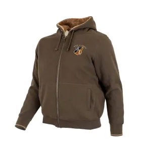 Sweat à capuche zippé kaki doublé sherpa