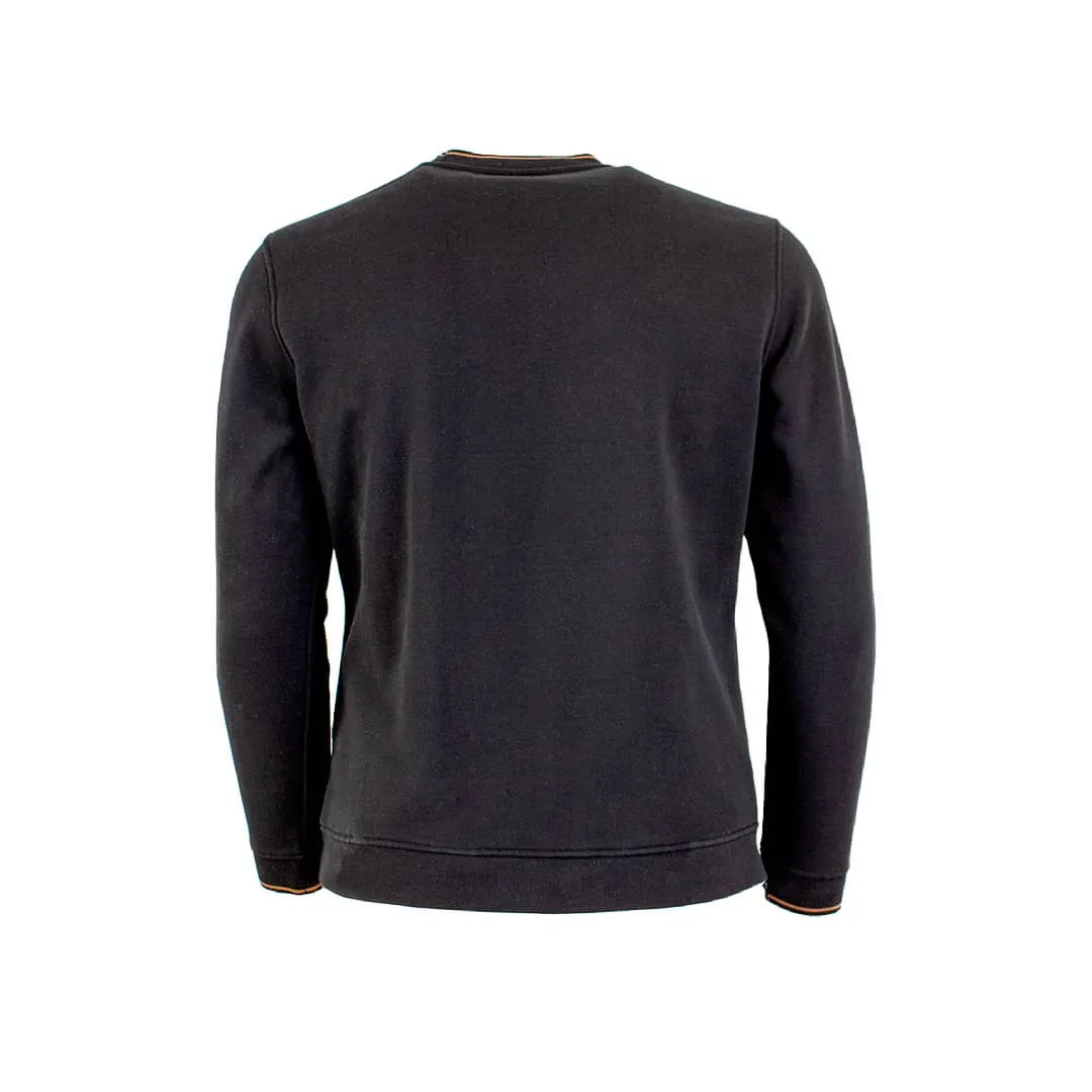 Sweat noir brodé à col rond