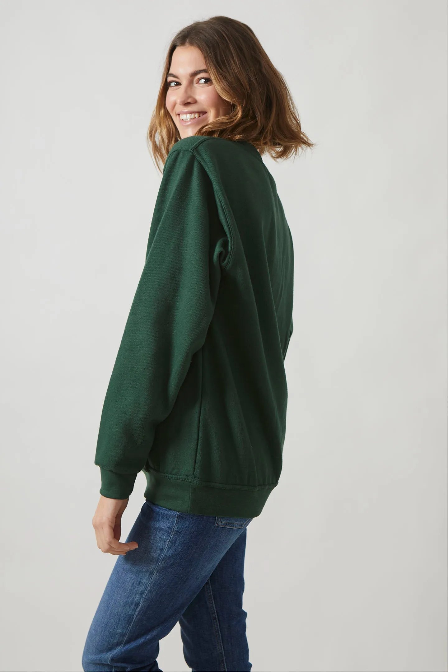 Sweatshirt Col Rond Paris pour femmes Bottle Green - Radsow