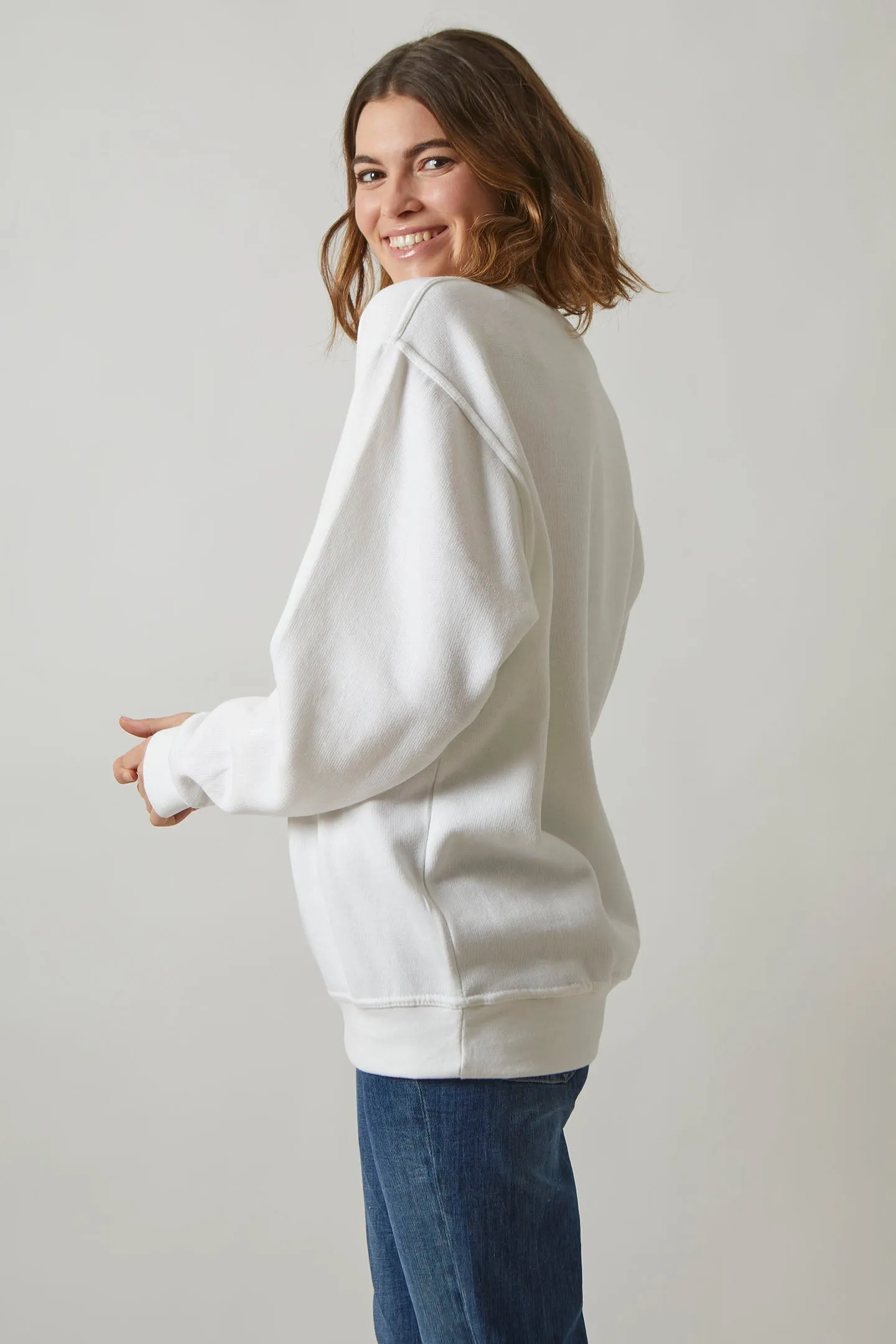 Sweatshirt Col Rond Paris pour femmes White - Radsow