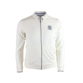 Sweatshirt zippé blanc col polo