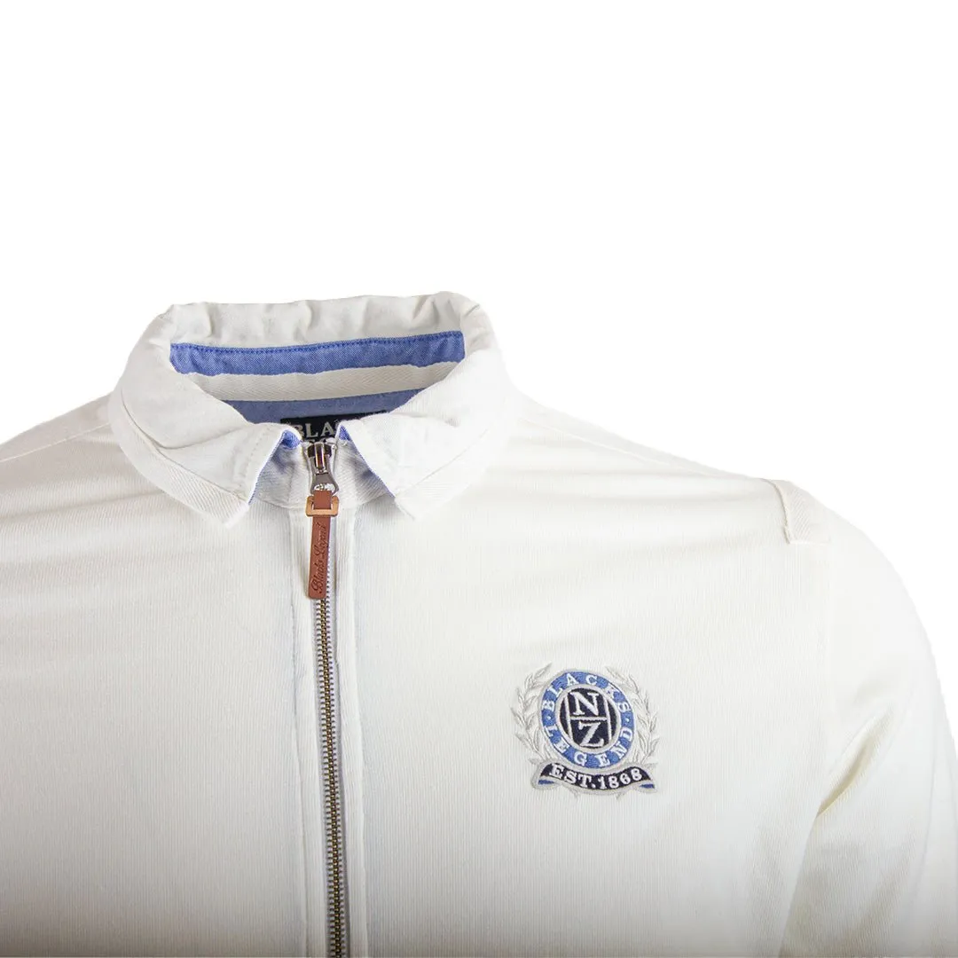Sweatshirt zippé blanc col polo