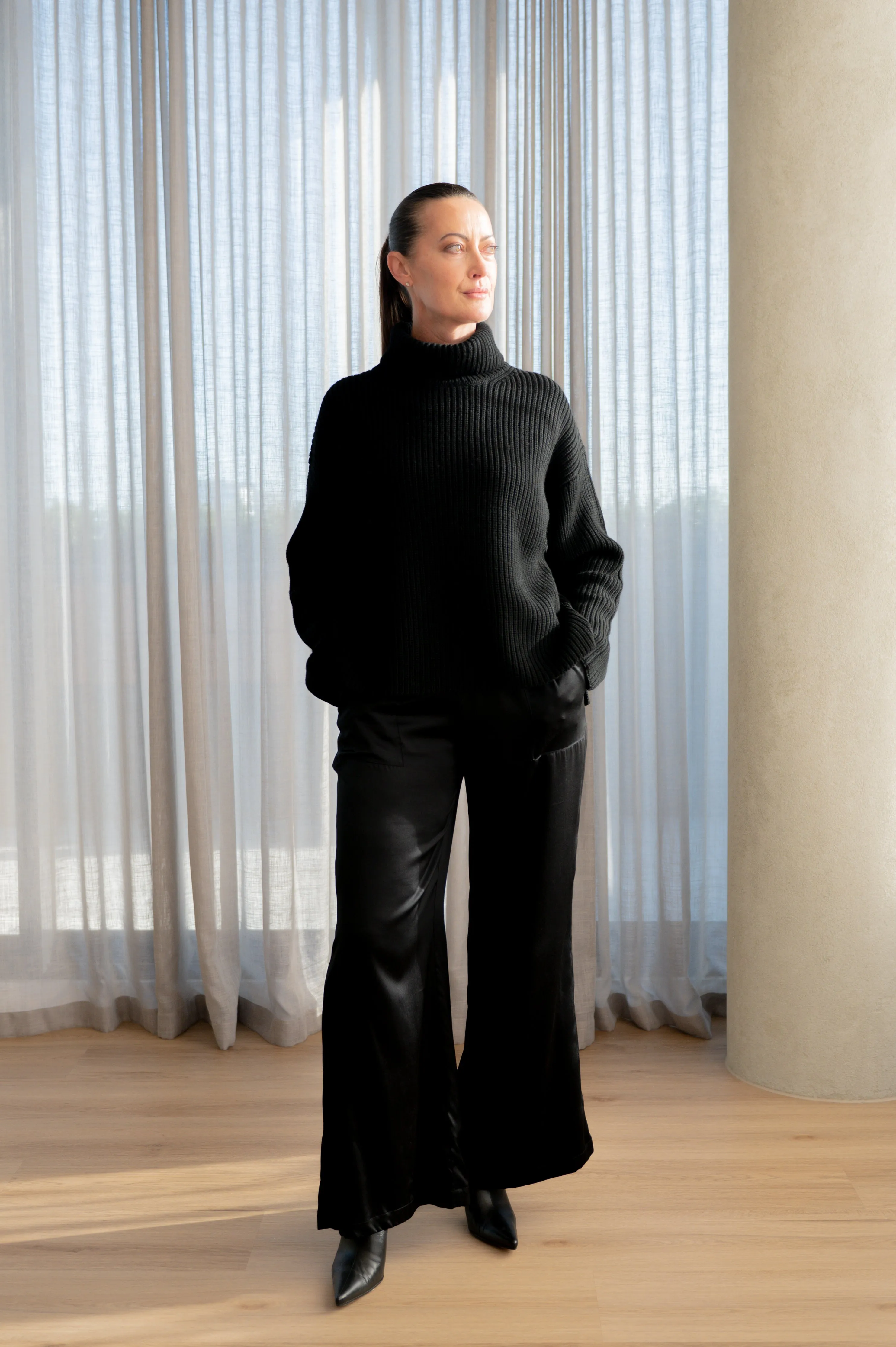 Textured Turtleneck in Classic Black