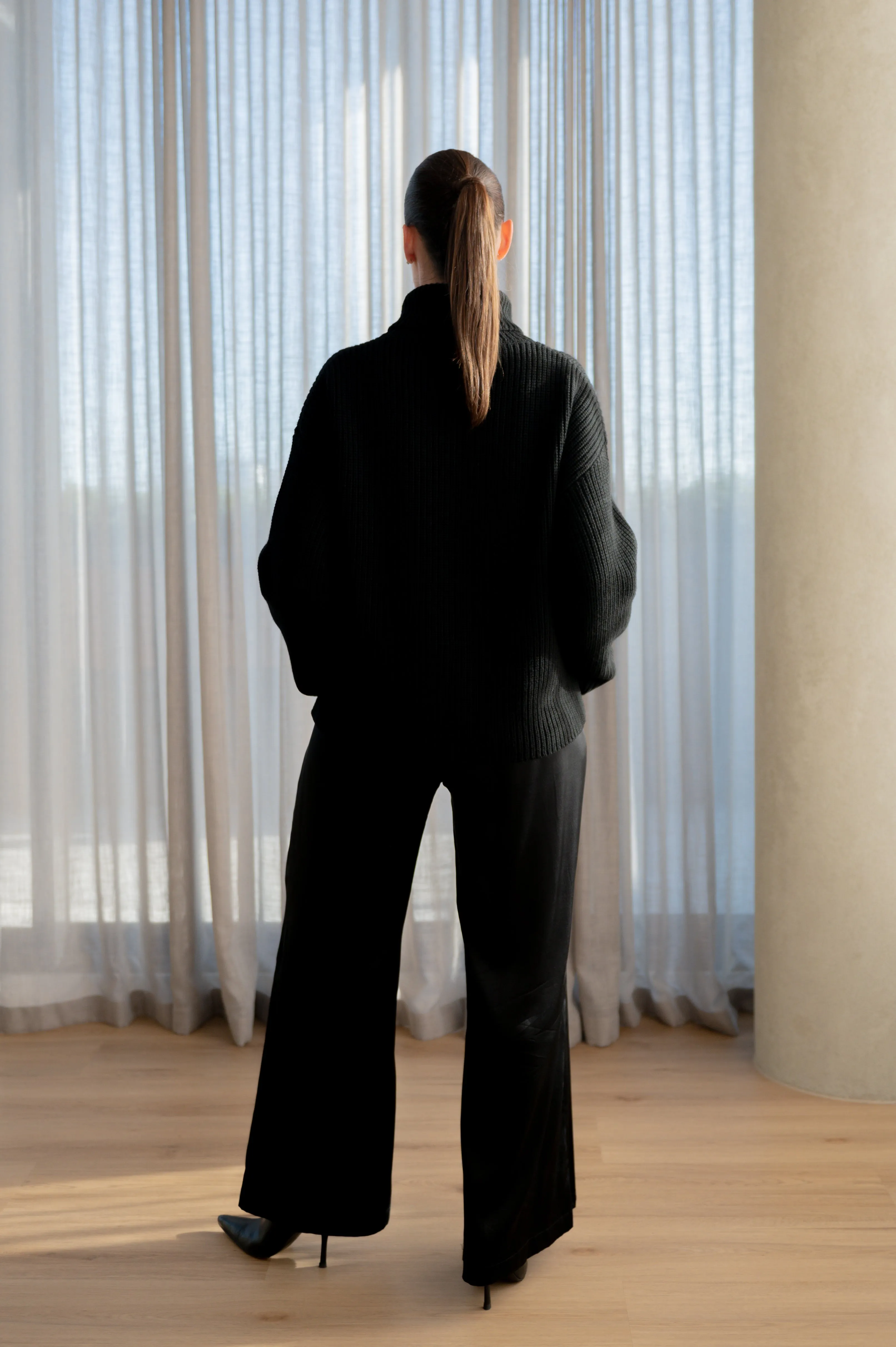 Textured Turtleneck in Classic Black