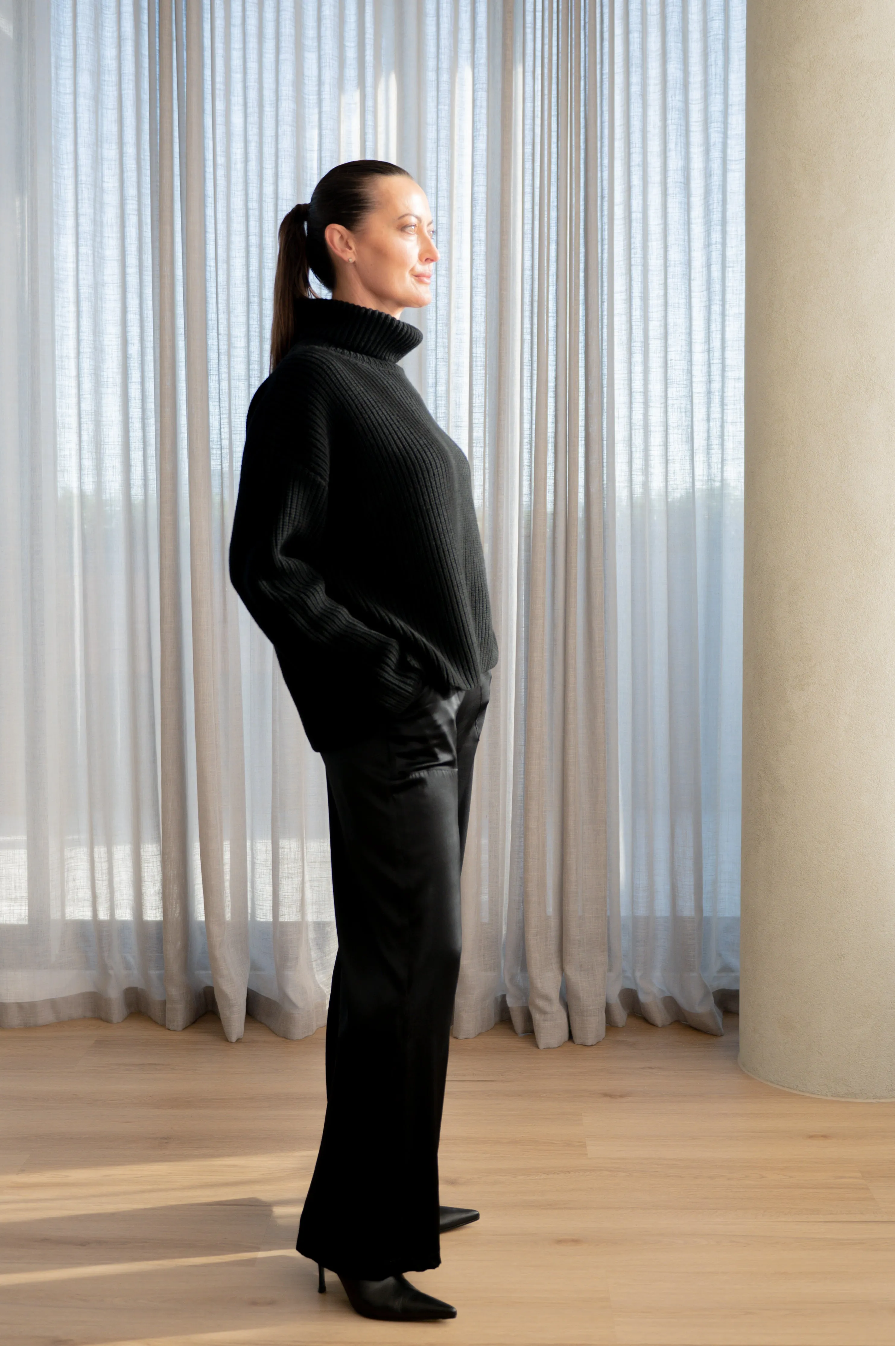 Textured Turtleneck in Classic Black