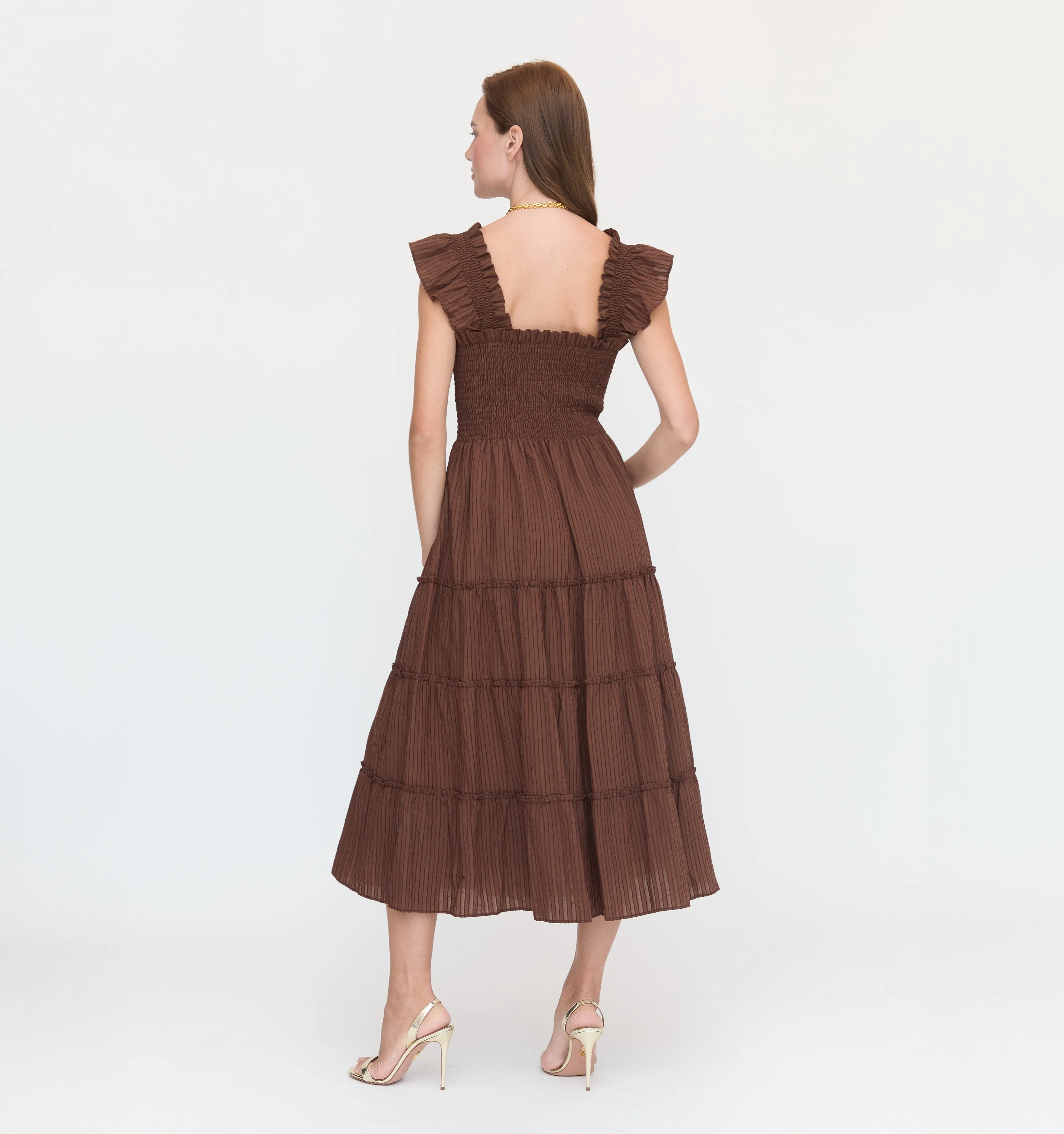The Ellie Nap Dress - Chocolate Tonal Seersucker