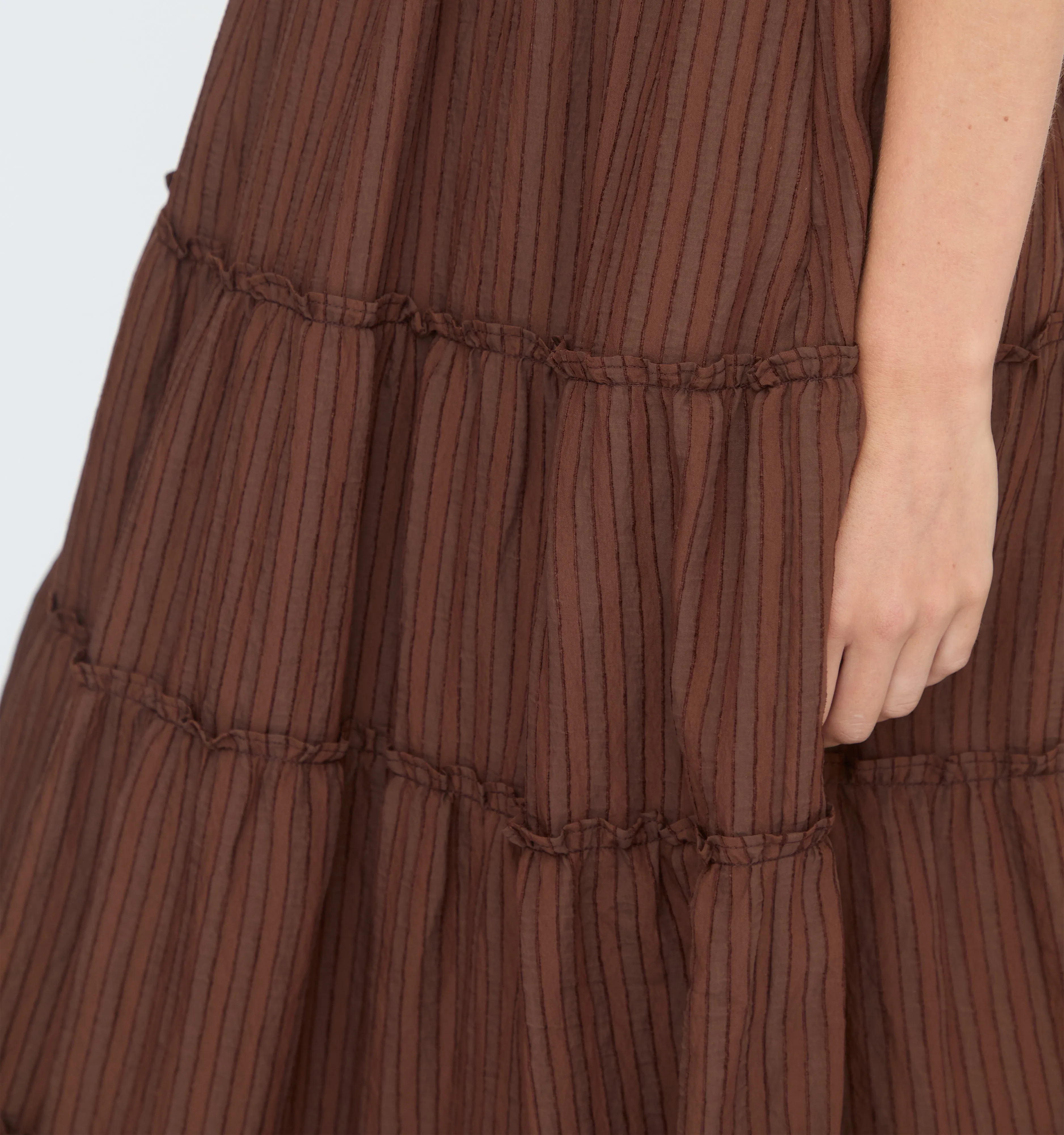 The Ellie Nap Dress - Chocolate Tonal Seersucker