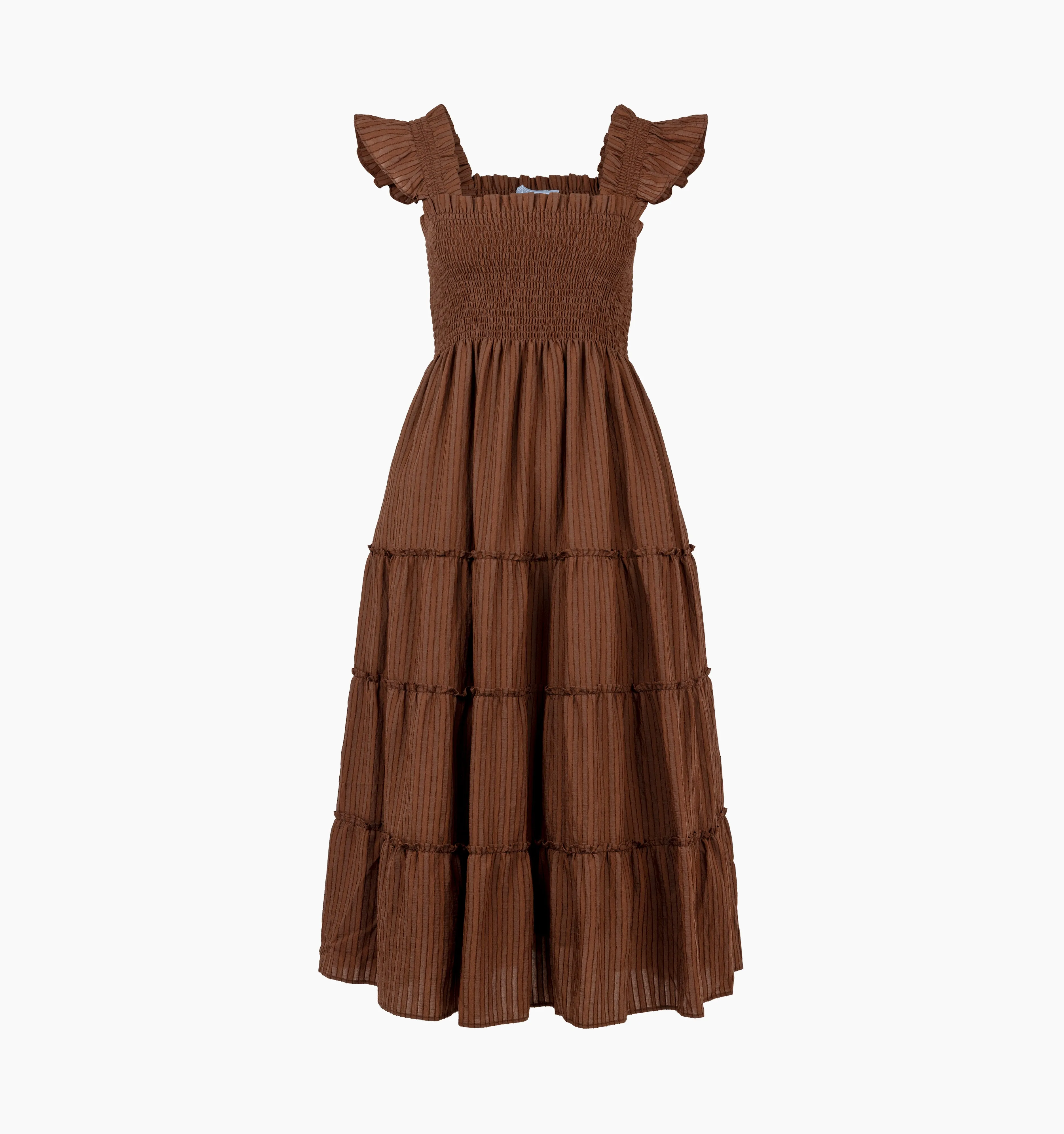 The Ellie Nap Dress - Chocolate Tonal Seersucker