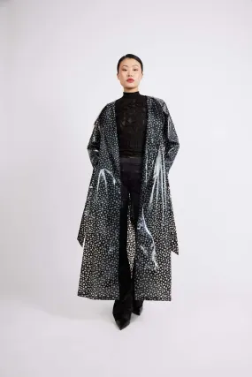 Transparent Polka Dot Vinyl Trench Coat with Hood