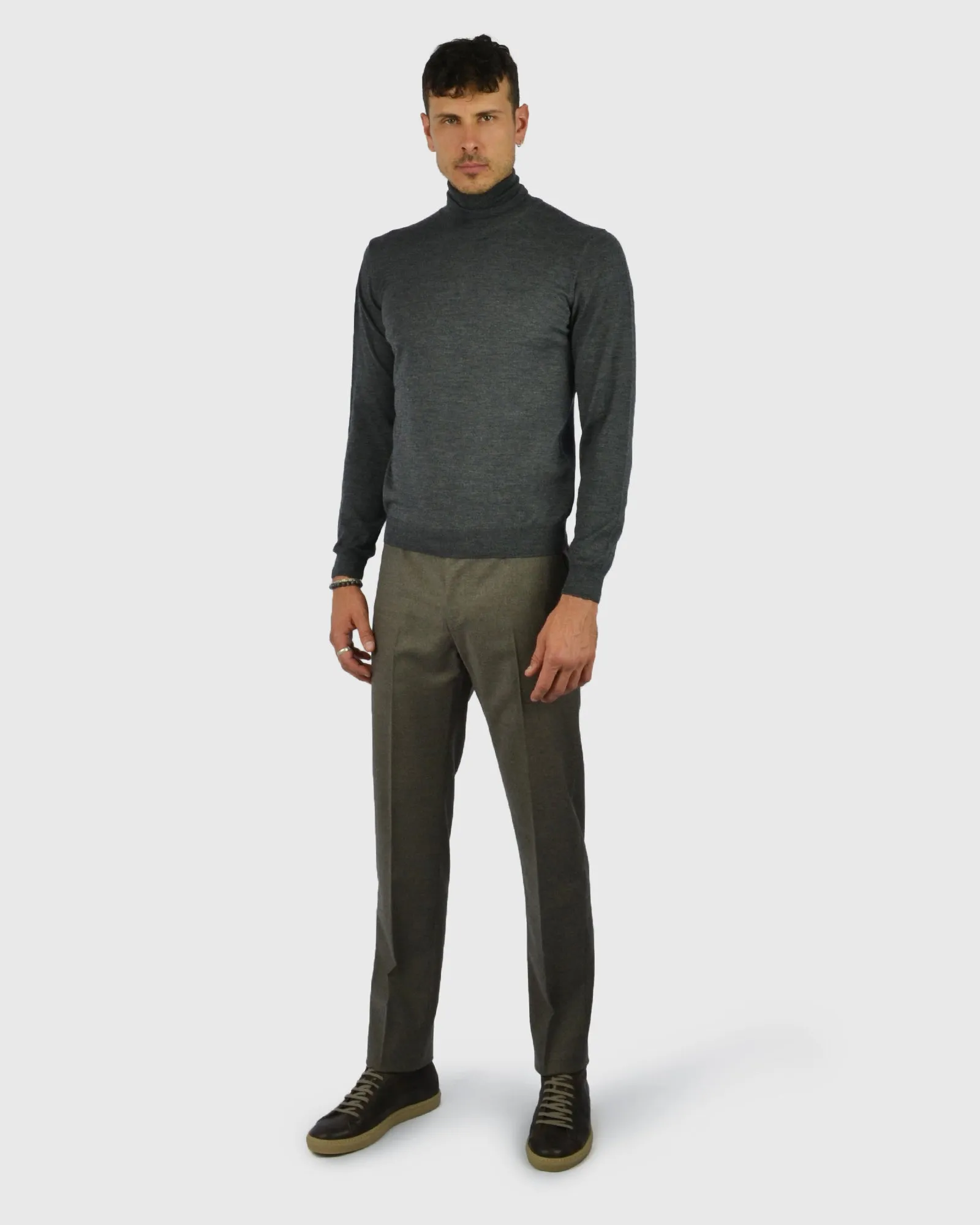 VISCONTI W23R CHARCOAL WOOL ROLL NECK / POLO NECK