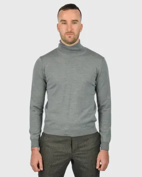 VISCONTI W23R GREY WOOL ROLL NECK / POLO NECK