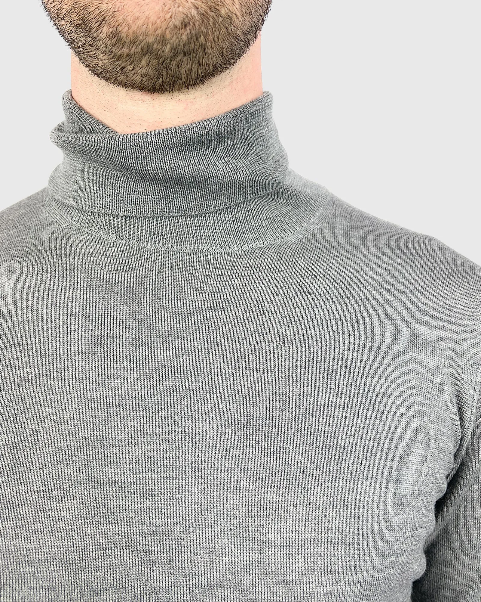 VISCONTI W23R GREY WOOL ROLL NECK / POLO NECK
