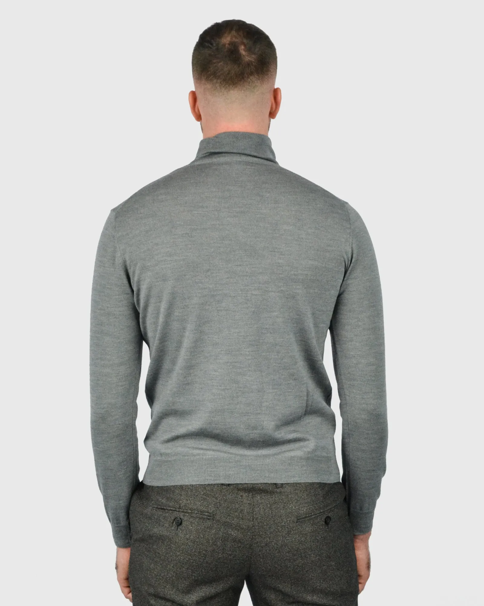 VISCONTI W23R GREY WOOL ROLL NECK / POLO NECK