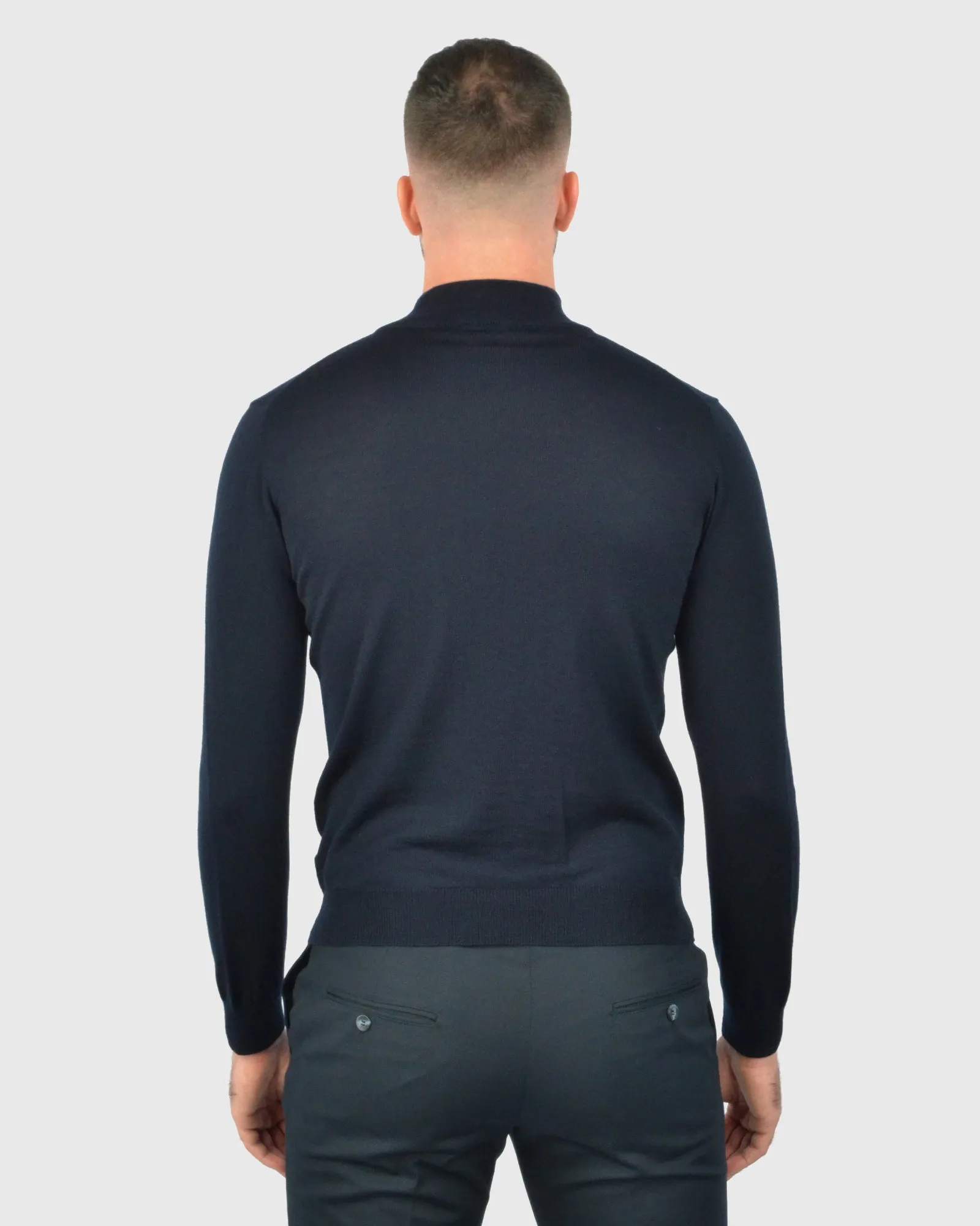 VISCONTI W23Z NAVY WOOL QUARTER ZIP SWEATER