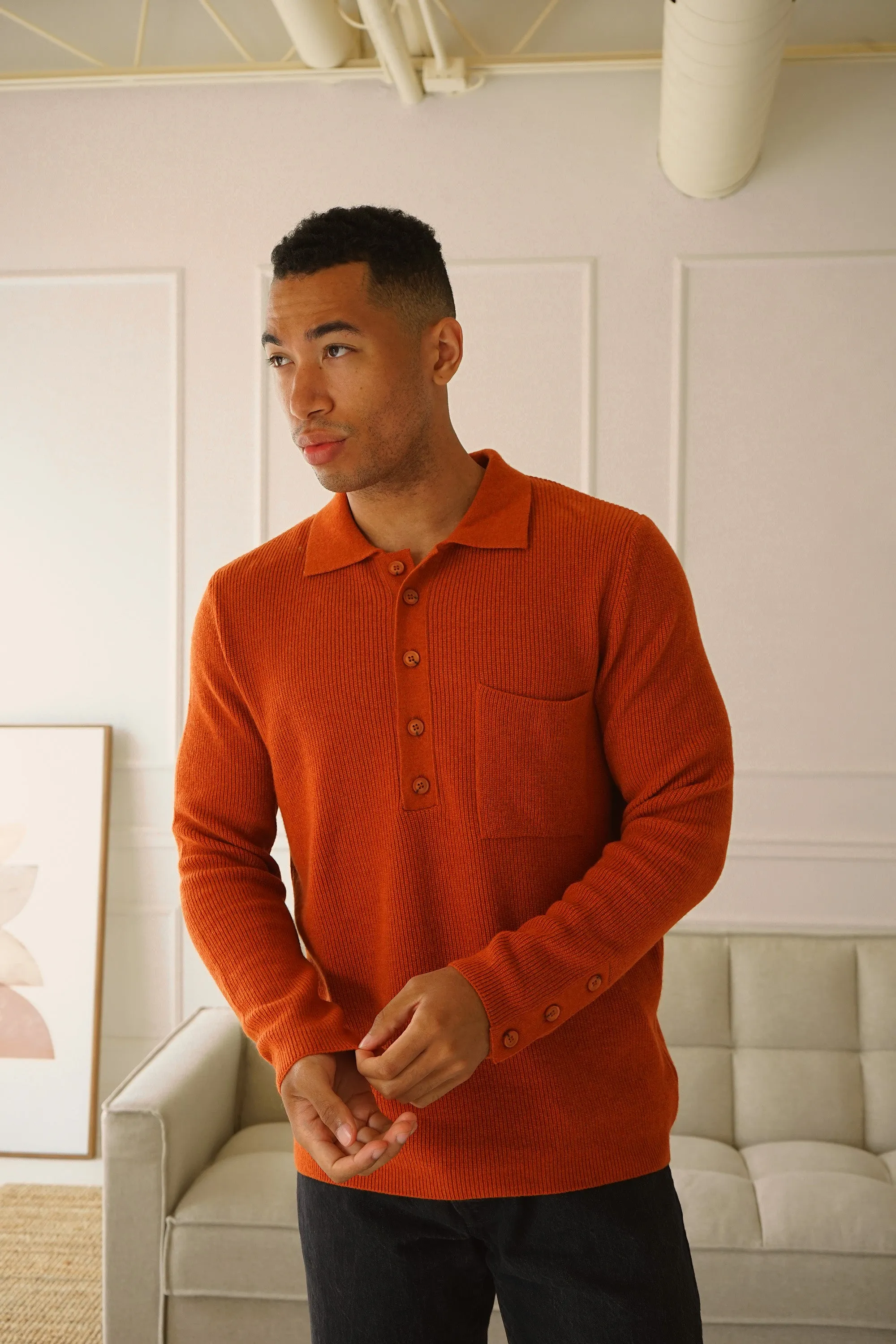 Warren Burnt Orange Polo Sweater