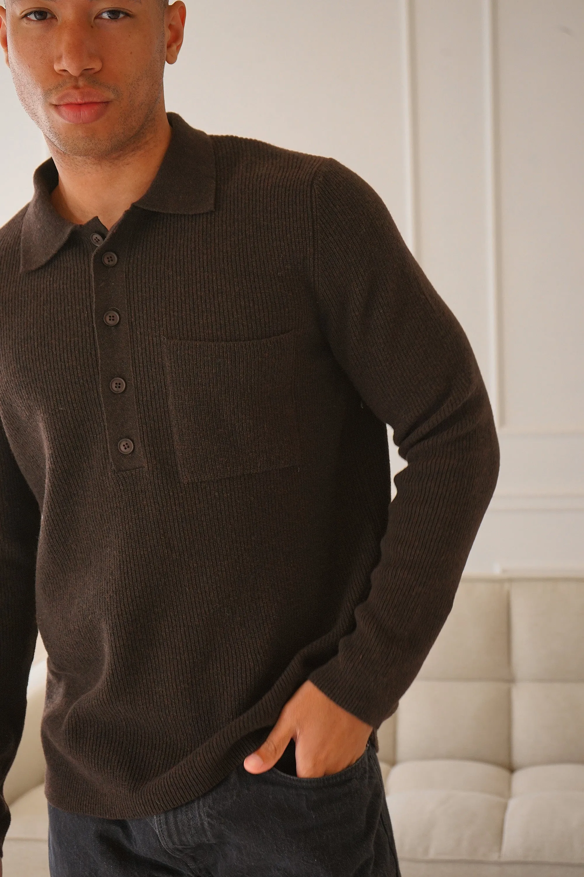 Warren Espresso Polo Sweater