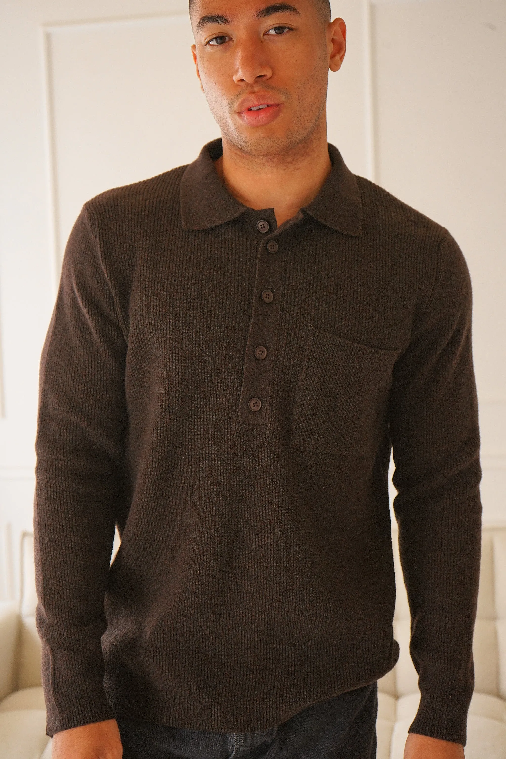 Warren Espresso Polo Sweater