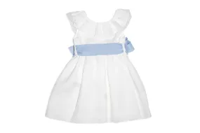 White Linen Ceremony Dress with Sash