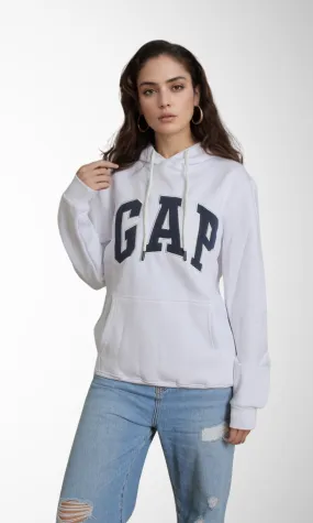 Women Vintage Pullover Hoodie (White)
