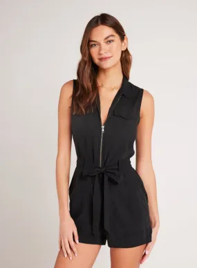 Zip Front Romper - Vintage Black